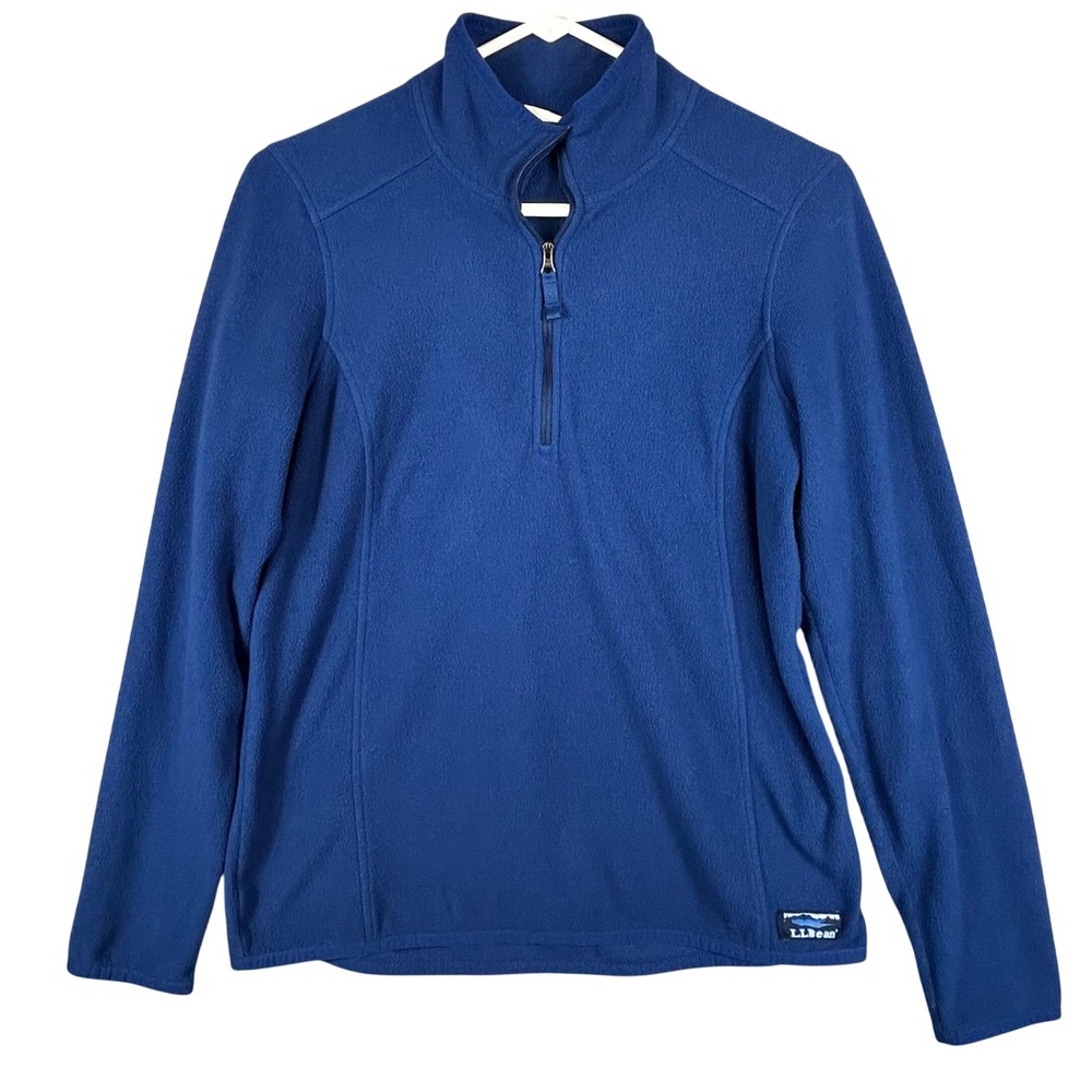 LL Bean Womens Royal Blue Fleece Quarter Zip Pullover Sweater Small 497 *Read*